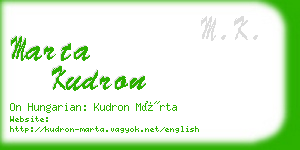 marta kudron business card